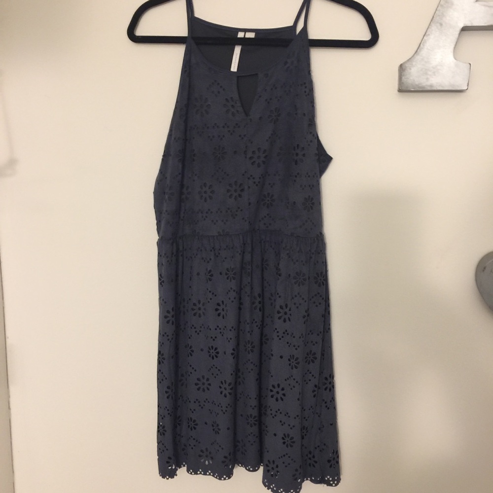 Lauren Conrad Collection gray suede cutout dress
